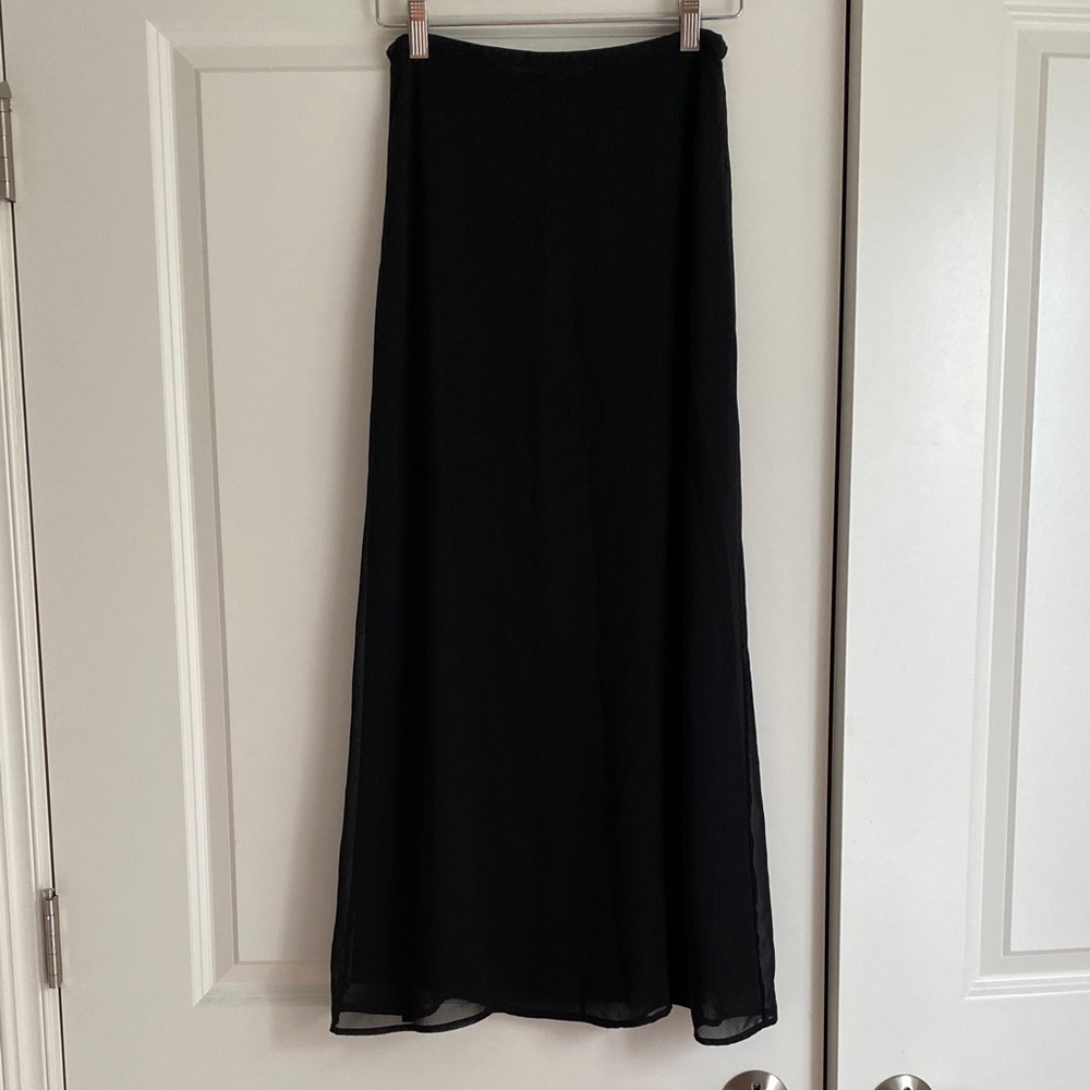 Express Black Maxi Skirt with Sheer Overlay Panel